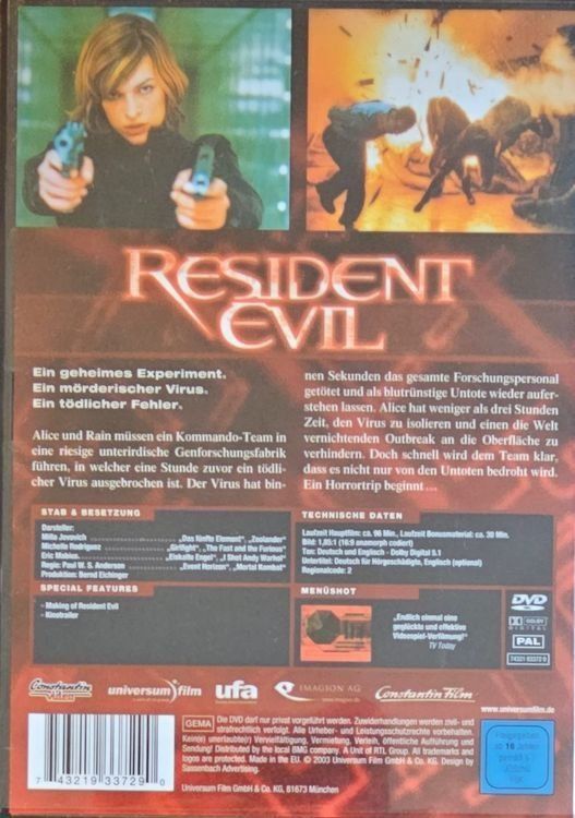 Tutti i DVDs: Resident Evil – Usato da Wahlen b. Laufen venduto da Cg10 1