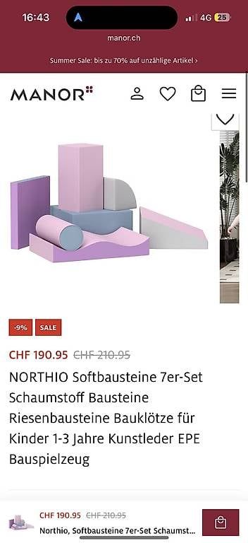 Tappeto da gioco: NORTHIO Softbausteine 7er-Set  Schaumstoff-Riesenbausteine – Usato da Weinfelden venduto da fab_99ml
