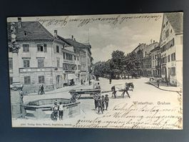 Alte PK / Winterthur - Graben Belebt Gelaufen 1906