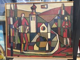 Peinture Fritz Stäger (1917-1998)"L'Accordéoniste"