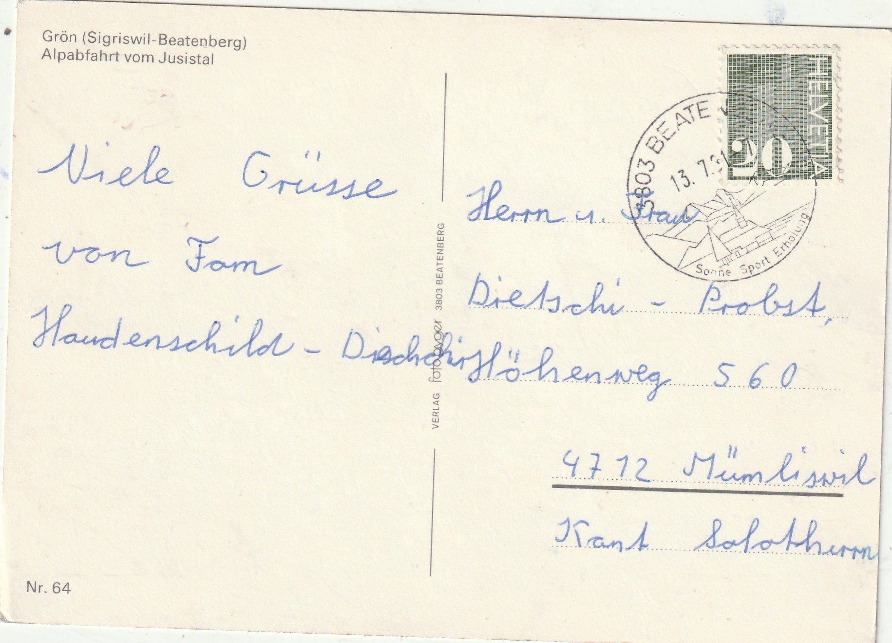 Cartoline postali: Sigriswil  Alpabzug – Usato da Lumbrein venduto da made02 1