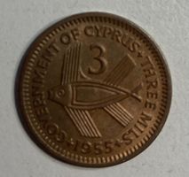 Zypern 3 Mil Coin 1955, Vintage, Rarität für Sammler!
