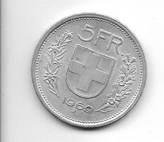 5 francs suisse 1969 en argent