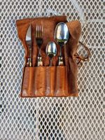 JAEGER-BESTECK 4-teilig HIRSCHHORN Vintage NEU Rindsleder