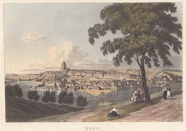 Incisioni: BERN, ALTKOLORIERTE AQUATINTA 1821 – Antico da Grüningen venduto da Kartensammler 1