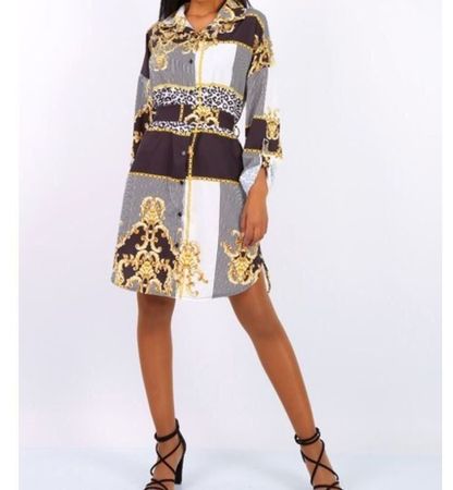 Chemise longue noire jaune blanche