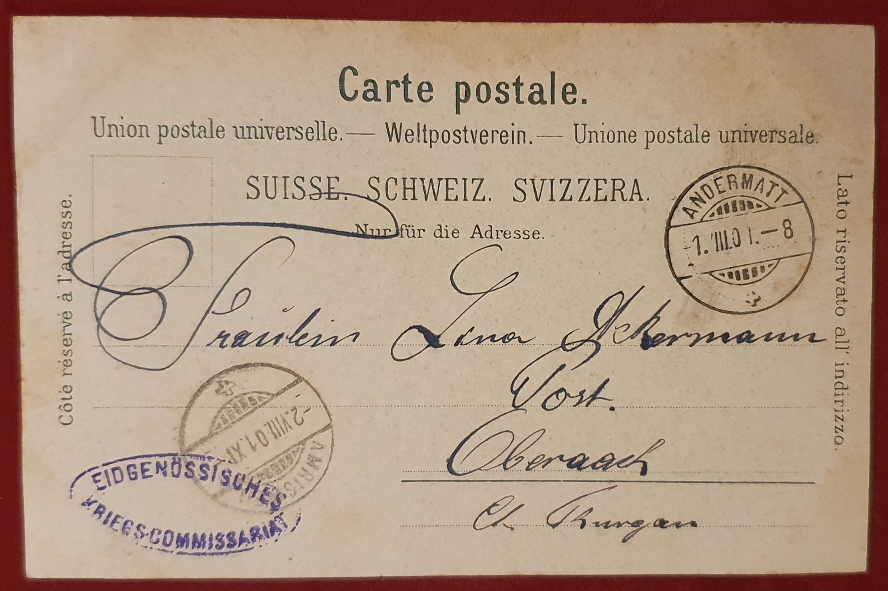 Cartoline postali: Gruss aus Andermatt 1901 – Usato da Kreuzlingen venduto da Rschweiz1 1