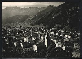 Poschiavo, Ortsansicht mit Bergpanorama