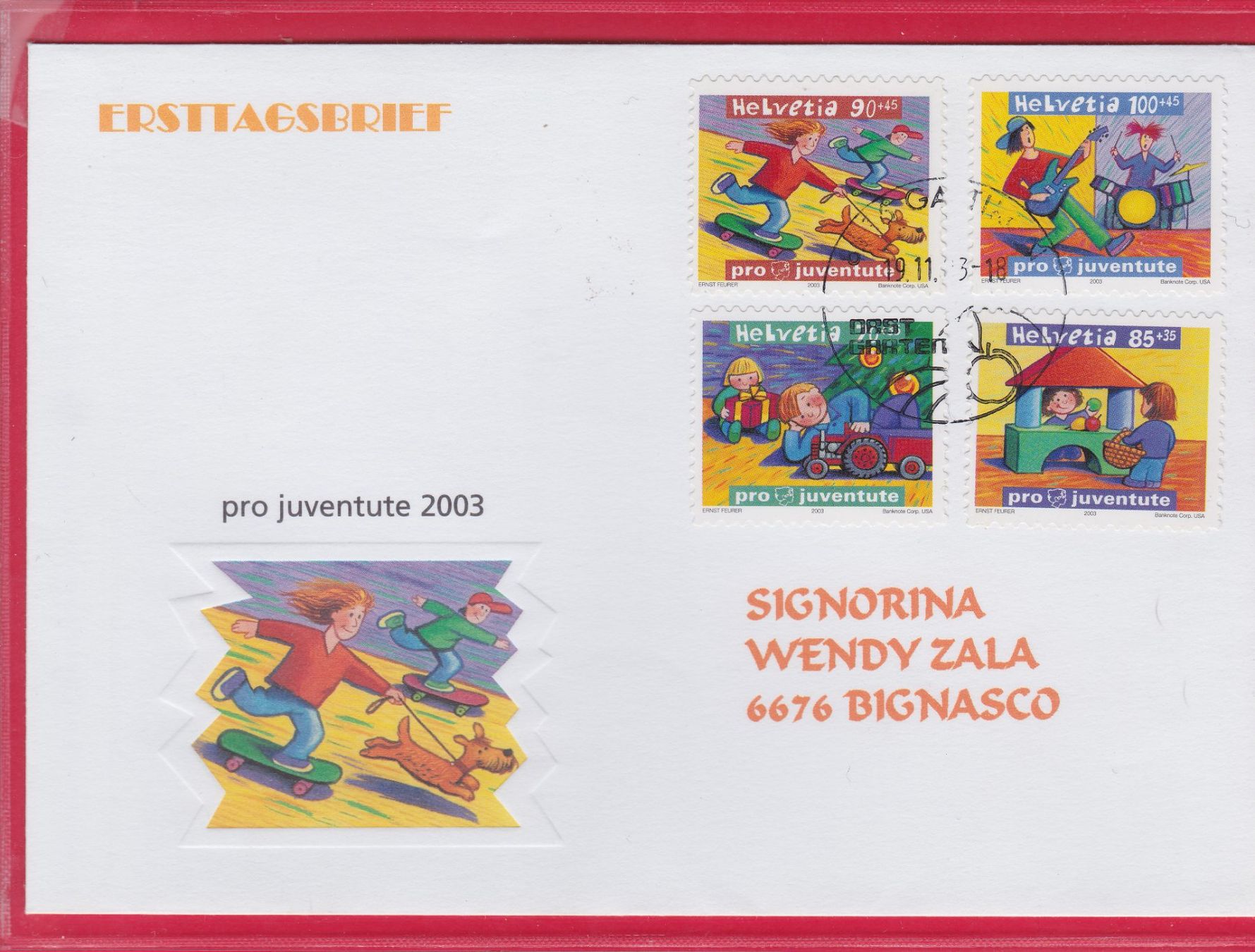 Tutti i francobolli: FDC, PRO JUVENTUTE, KINDERRECHTE, 19.11.2003 – Usato da Oberrieden venduto da Gebirgsstelze