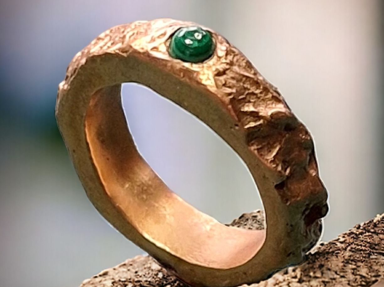Anelli: Wilder Ring, Bronze & Malachit, Grösse 47. – Nuovo e nell'imballaggio originale da Aarau venduto da Schmuckhoehle_MD 4
