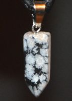 Halskette 30B – Säule Schneeflocken Obsidian