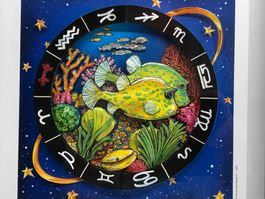 3D Bild / Sternzeichen Fische / 40x40cm - Silber