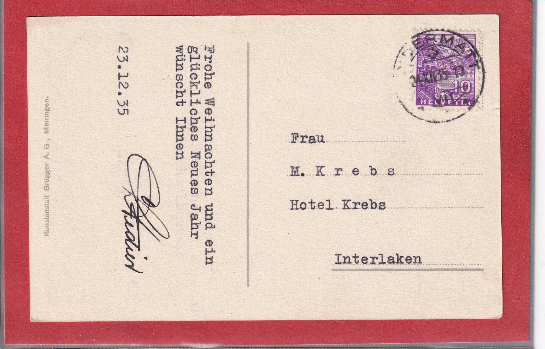Cartoline postali: Andermatt - Hôtel Fedier - 1935 – Usato da Orvin venduto da Pyaeschli 1