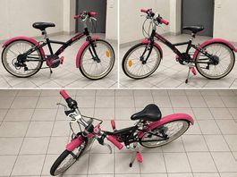 Vélo enfant BTWIN noir et rose  6 à 9 ans