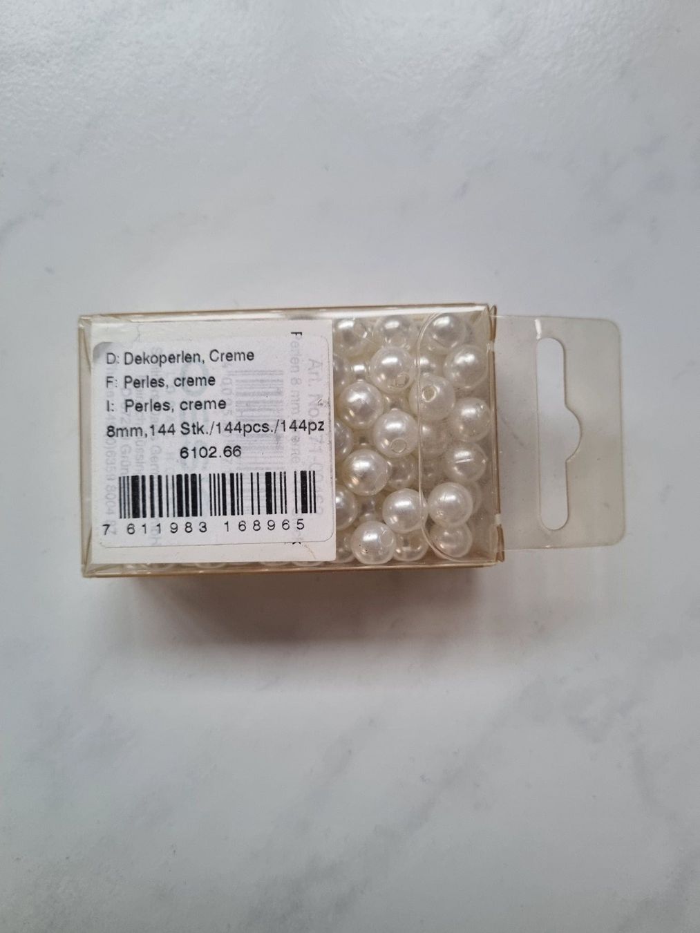 Perle (finte): 144 Stk. Dekoperlen Creme, 8mm - Basteln – Nuovo (secondo la descrizione) da Nottwil venduto da Janny77