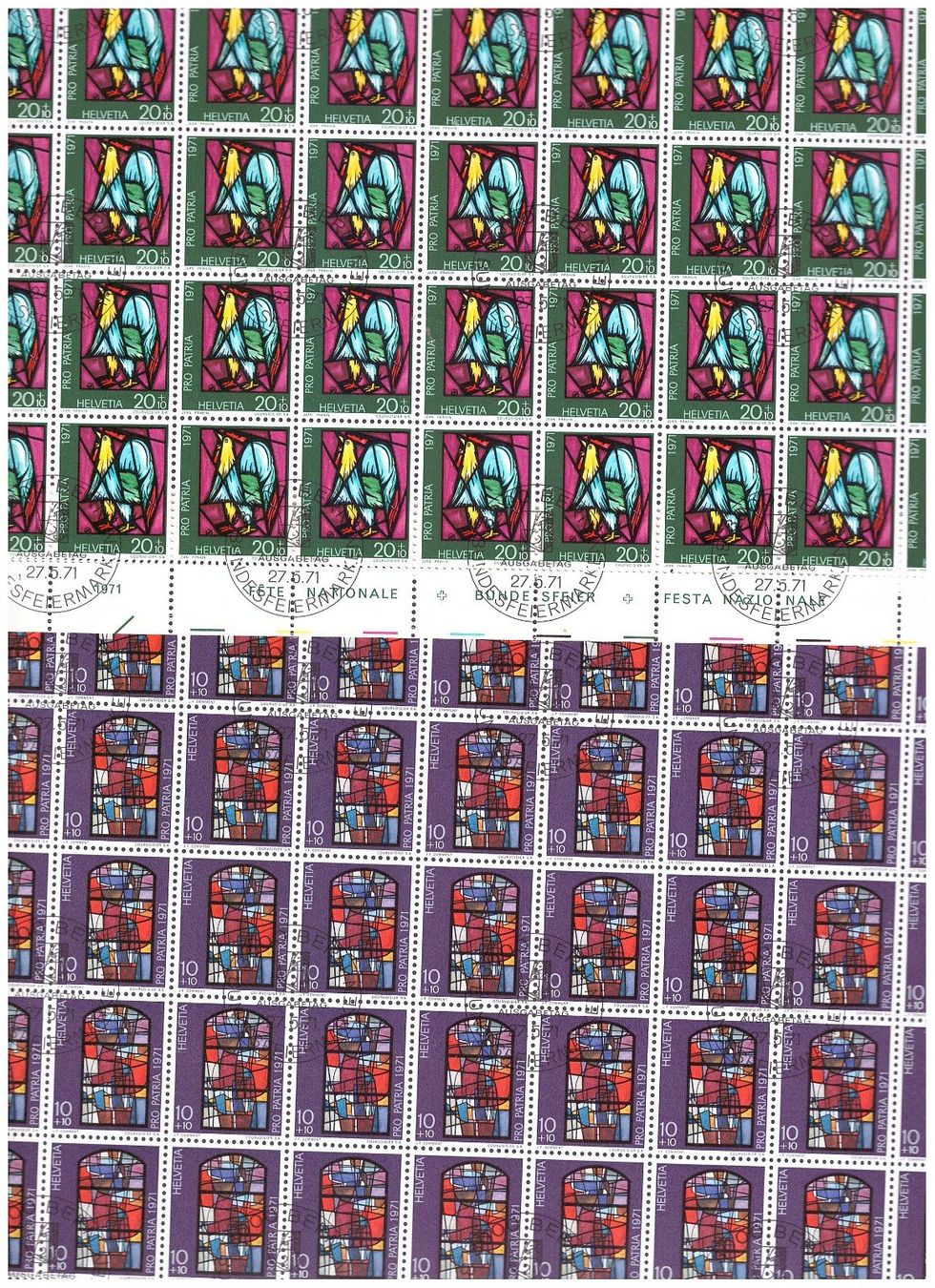 Tous les timbres: PP 1971 Satz Bogen mit Ersttagsstempel – Neuf (Voir description) à Frauenfeld par Interessent1 1