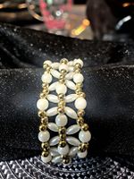 Bracciale perle sintetiche e dorate fatto a mano
