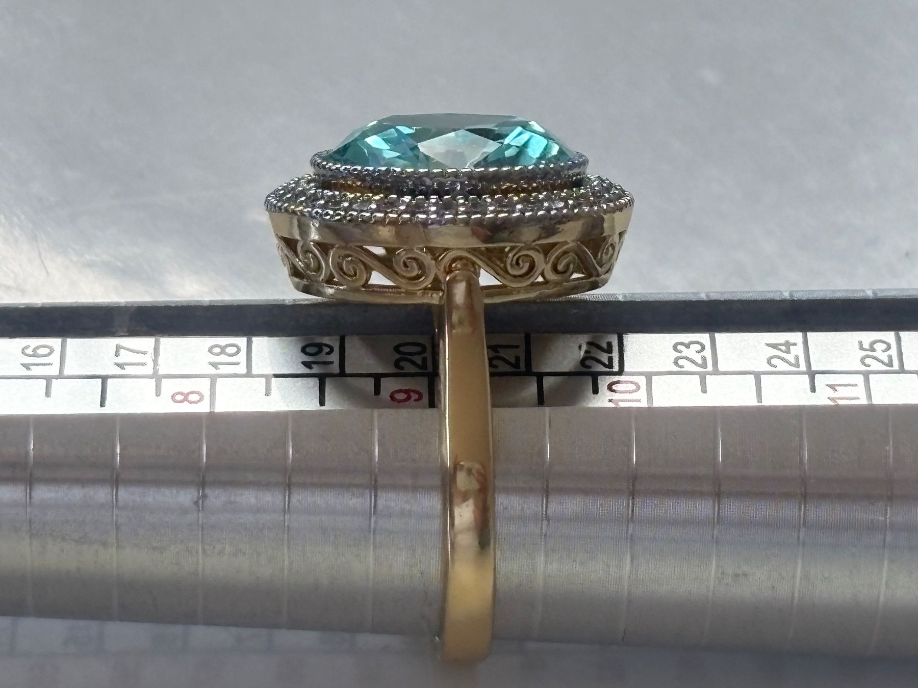 Bagues: Luxus Elegante Gr.19/9 Ring Farbe: Gold/hellblau – Neuf (Voir description) à Biel-Bienne par Roserosse13 7