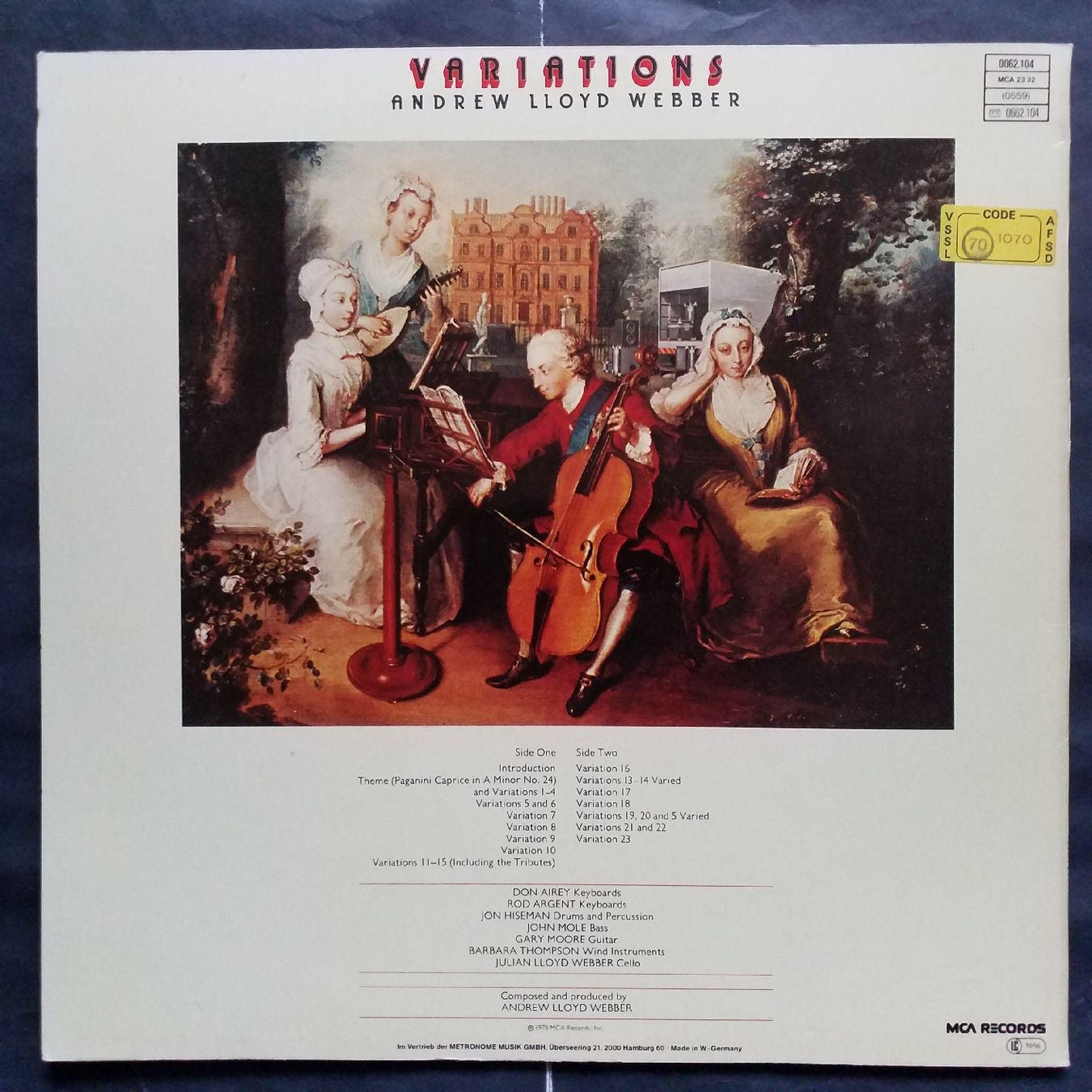Dischi in vinile: ANDREW LLOYD WEBER,  variations - 1st 1978  - NEW - insert - – Nuovo (secondo la descrizione) da Yverdon-les-Bains venduto da Jacotreut 1
