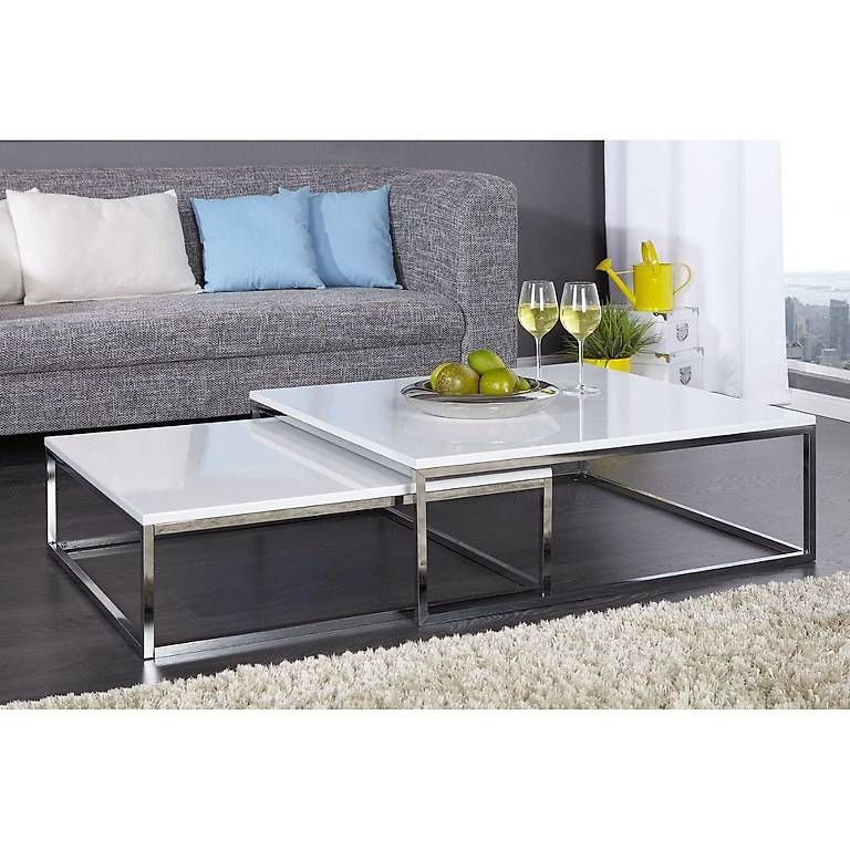 Tische: Couchtisch Square 2er Set weiss hochglanz chrom – Neu (gemäss Beschreibung) aus Zollikofen von uniqueroom