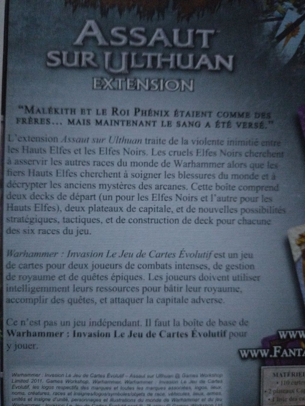 Giochi: Warhammer Invasion Assaut sur Ulthuan Extension NEW  – Nuovo (secondo la descrizione) da Farvagny-le-Grand venduto da LaCaverne 6
