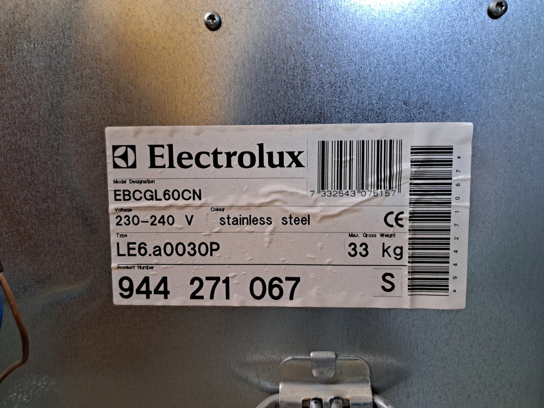 Electrolux Forni: Backofen Electrolux EBCGL60CN Edelstahl gebraucht – Usato da Grosshöchstetten venduto da Bagi96 2