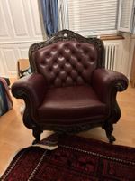 Sessel Leder bordeaux mit Schnitzereien guter Zustand