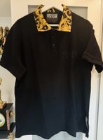 Polo Versace Jeans Couture nera con colletto barocco Tg 56