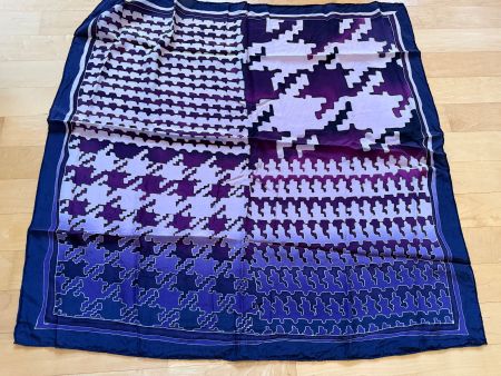 Halstuch, Foulard, Pied-de-Poule-Muster, violett-blau, 80x83