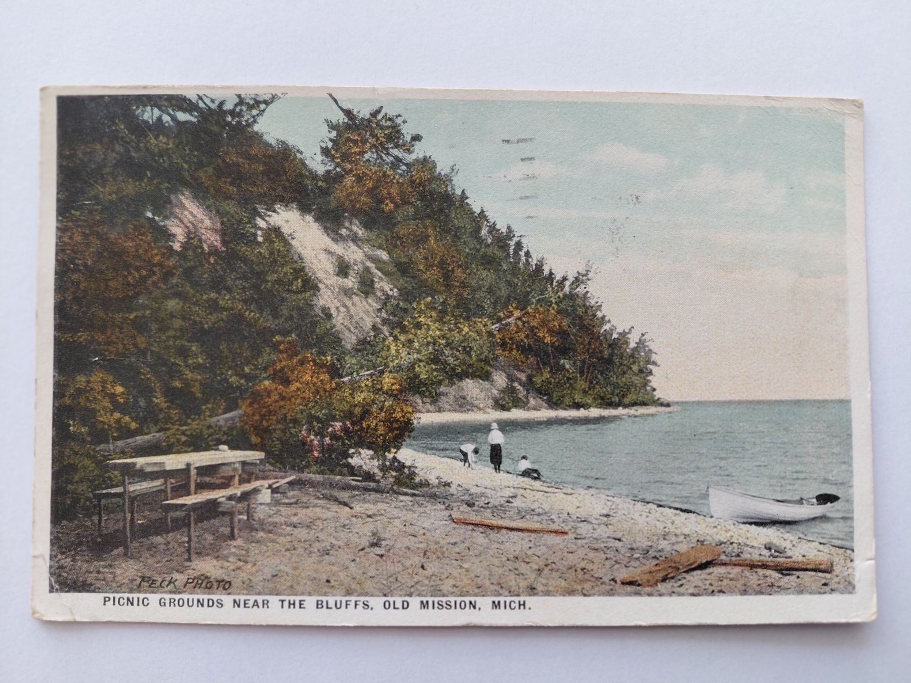 Cartoline postali: Ansichtskarte: Old Mission Michigan, Picknickplätze, 1923 – Usato da Wattwil venduto da yburgler