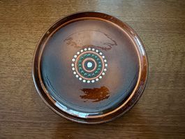 Dekorative Keramikteller braun mit Muster ca. 19 cm Durch...