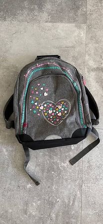 Sac à dos scolaire Lola Espeleta "Love"  Gris et Rose