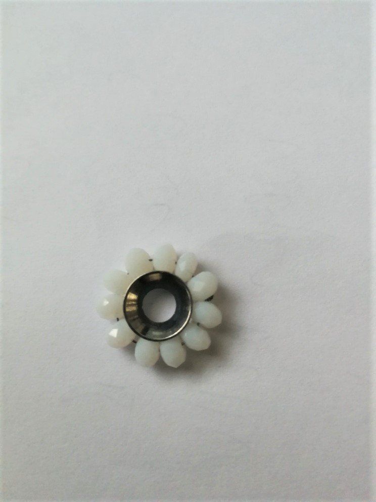 Perle (finte): Metall Rondelle Glas weiss 16mm – Nuovo (secondo la descrizione) da Alpnachstad venduto da perlengaby