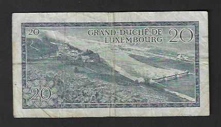 Banconote: Luxembourg   20  Francs  1966  Gebraucht – Usato da Gordola venduto da coinsandnotes 1
