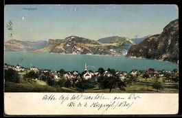 AK Hergiswil, Ort und See mit Kirche