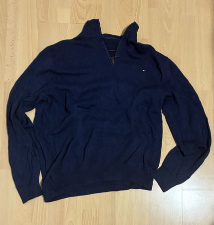 Pullover Tommy Hilfiger marineblau Grösse L 1/4 Zip Kragen
