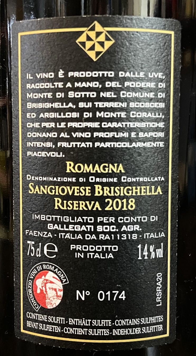 Vino: Romagna Sangiovese Brisighella Riserva 2018 “Corallo Nero” – Nuovo e nell'imballaggio originale da Oftringen venduto da Vucki 4