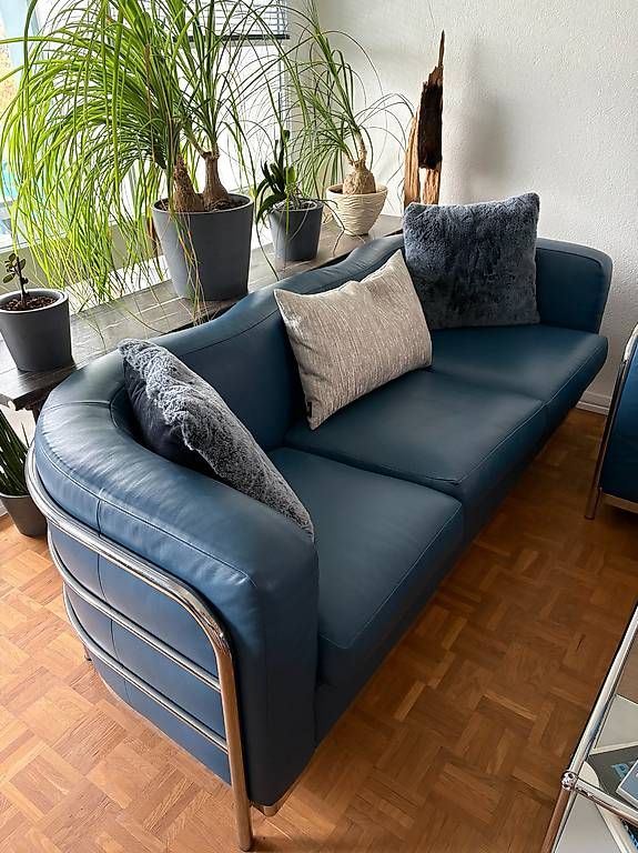 Zanotta Sofas: 2 Zanotta Onda Designer-Sofas. Leder royal-blau – D'occasion à Hondrich par Achilles_500 1