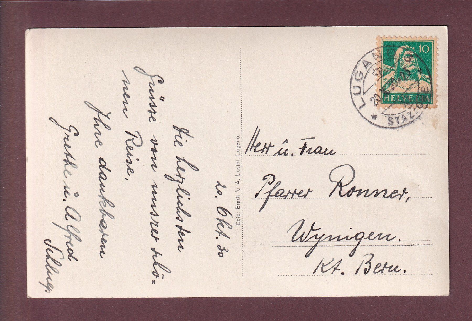 Ansichtskarten: MORCOTE - Chiesa Antica - 1930 – Gebraucht aus Pully von nicecards 1