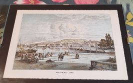 Genève, Gravure ancienne 1875 - Rare et Magnifique!