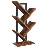 Bücherregal Baumregal Standregal 4 Ebenen mit Metallrahmen