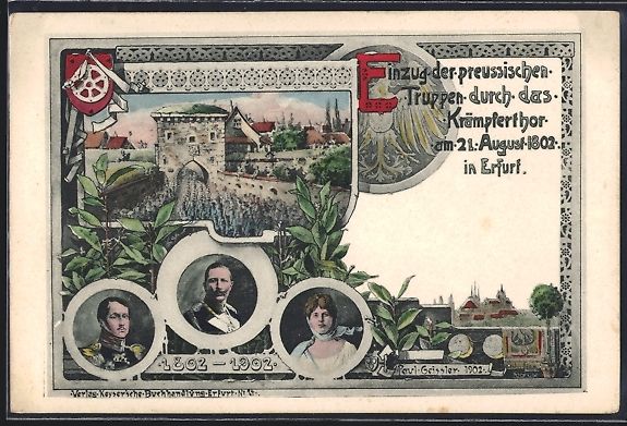 Cartoline postali: Erfurt, Einzug der preussischen Truppen  – Usato da Berlin venduto da bartko-reher