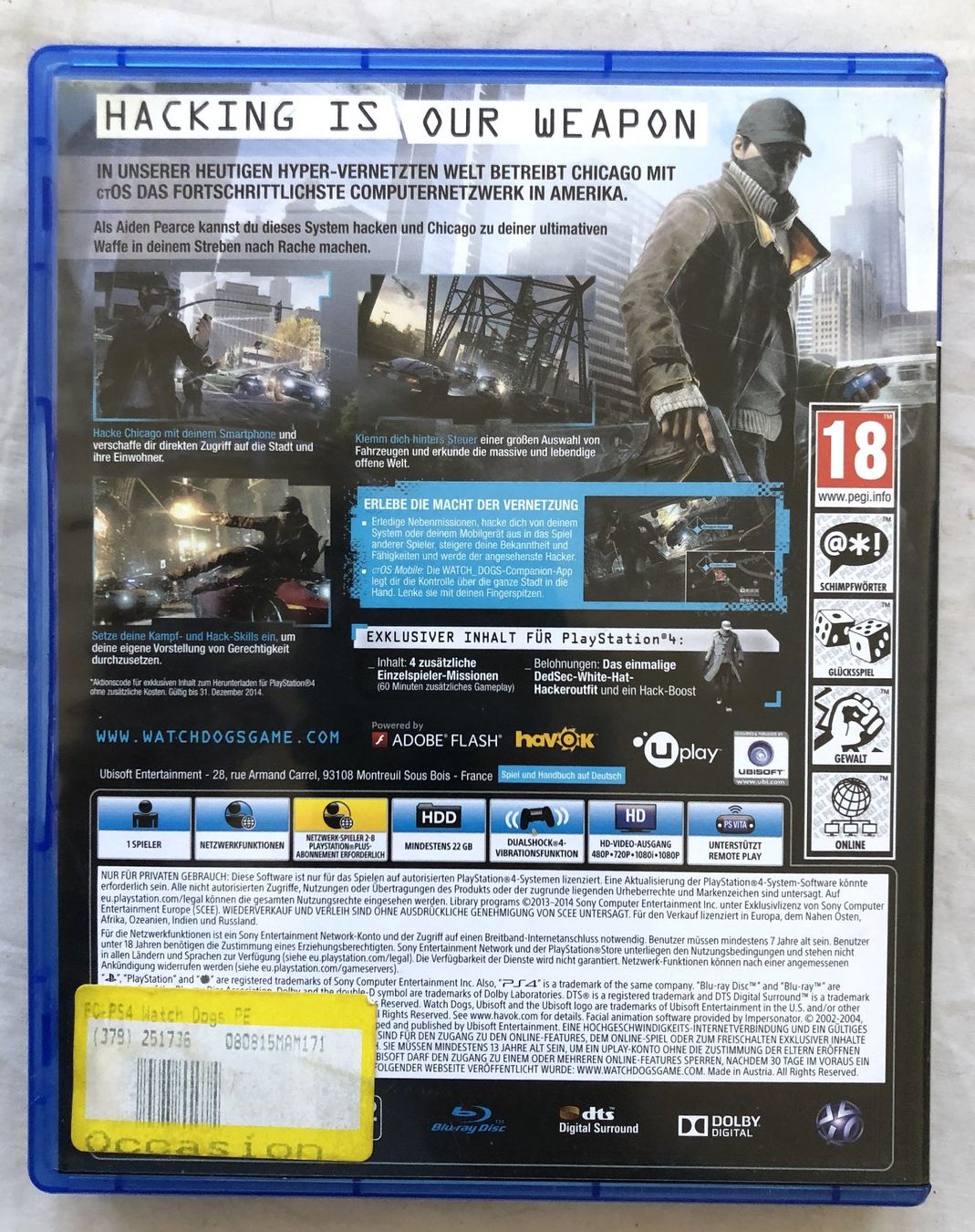 Spiele: PS4 - WATCH DOGS – Gebraucht aus Schaffhausen von durruti 2