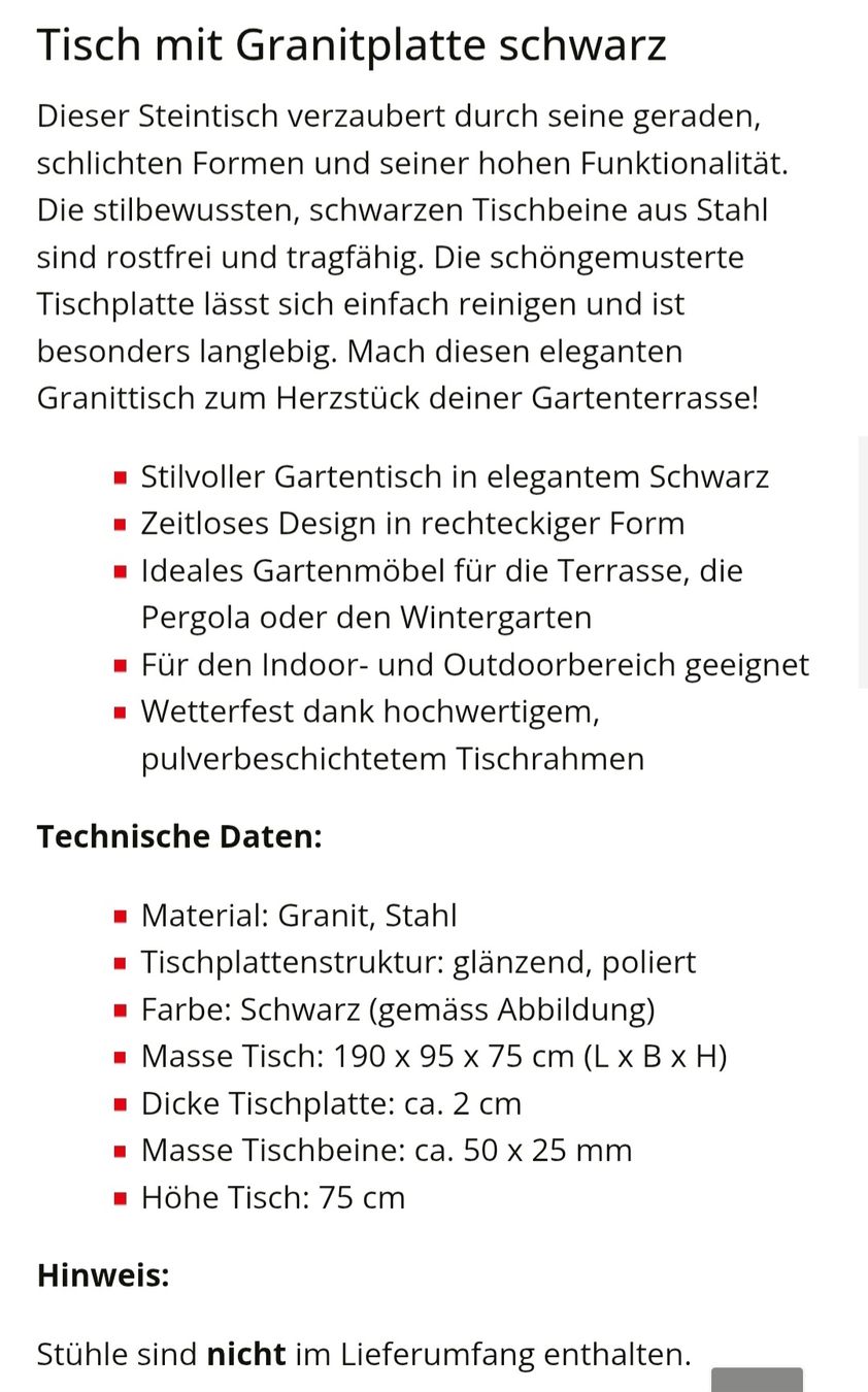Tische: Gartentisch Granit – Gebraucht aus Escholzmatt von anitadreyer 1