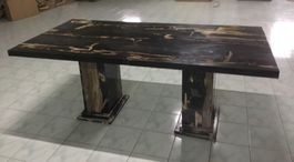 Tisch Fossil Stein Resin Esstisch Loungetisch Petrifed wood