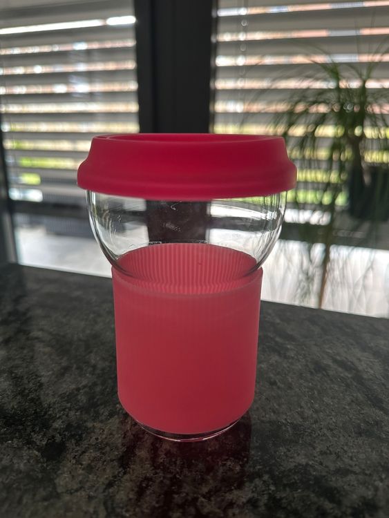 Ikea 0.4 Lt Becher mit Deckel pink Thermosglas Glas Silikon Kaufen