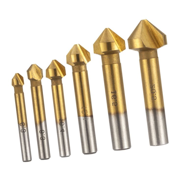 6-teiliges HSS-Senkbohrer-Set, 90°-Senkbohrer mit Titanbeschichtung