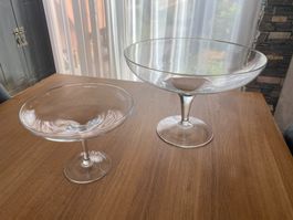 Glasschalen mit Fuss - 2 Stück