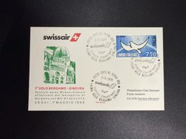 Swissair Erstflugbrief Bergamo-Genf 1989