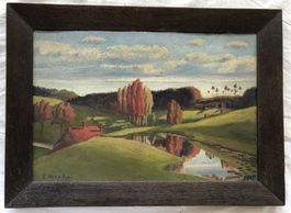 E. Wepfer (1920) - Öl auf Karton - Herbstliche Landschaft